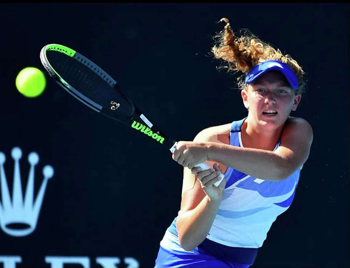 Ashton Bowers, a 17-year-old from Alpharetta, Georgia, hits a shot in the Junior Girls Australian Open in January in Melbourne. Bowers, an Auburn recruit No. 45 in the ITF Junior Girls world rankings, is the daughter of former Jersey Panther Mark Bowers.