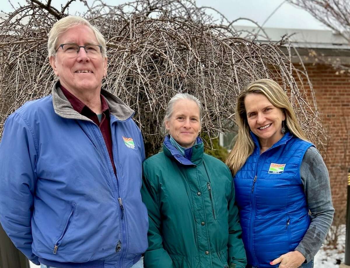 Kate Throckmorton, center, has been elected interim president of the Friends of the Norwalk River Valley Trail. Former president Charlie Taney will assume the role of first vice president. Andrea Gartner, right, is executive director of the nonprofit NRVT. 