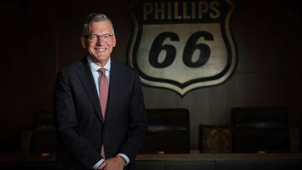 Mark Lashier, president and CEO of Phillips 66, poses for a portrait Tuesday March 14, 2023, at the company's office in Houston.