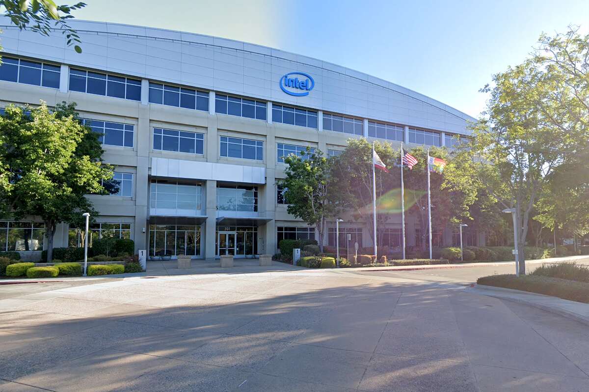 The exterior of one of Intel's office buildings on its San Jose campus on Innovation Drive.
