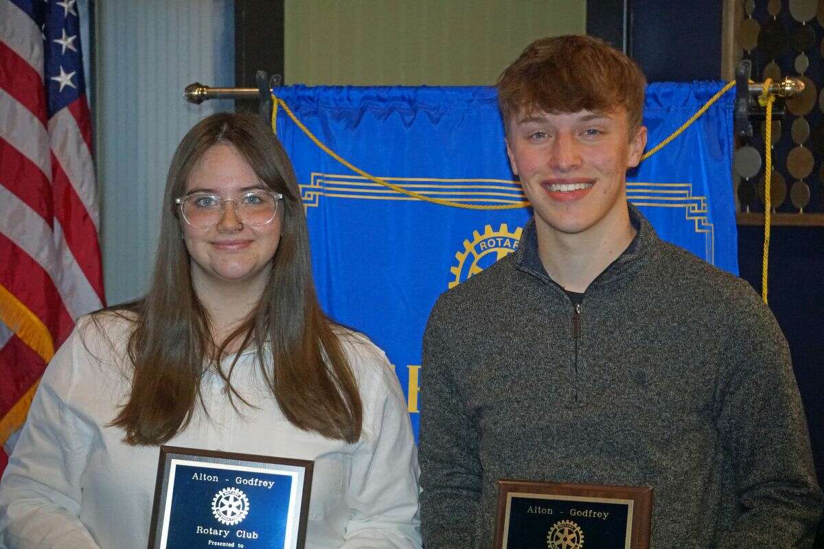 Summer Collman, left, and Jackson Pranger have been named Students of the Month of March by the Alton-Godfrey Rotary Club.