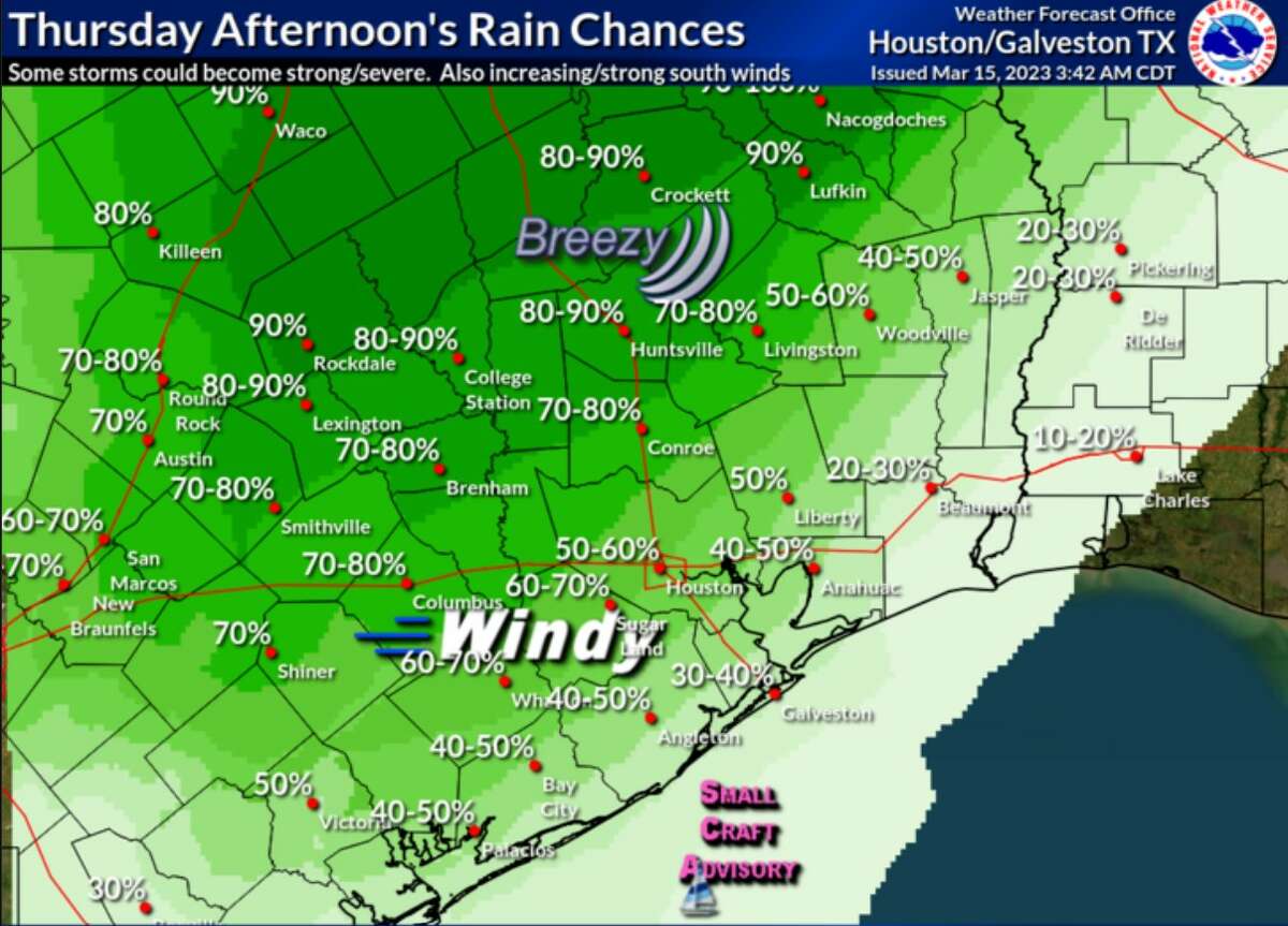 Rain chances for Thursday, March 16, 2023.
