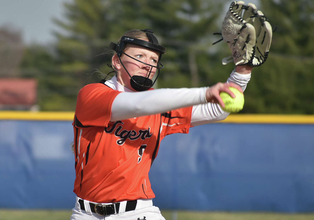 Edwardsville's Avery Hamilton fires a pitch against Freeburg on Wednesday in the season opener in Freeburg.