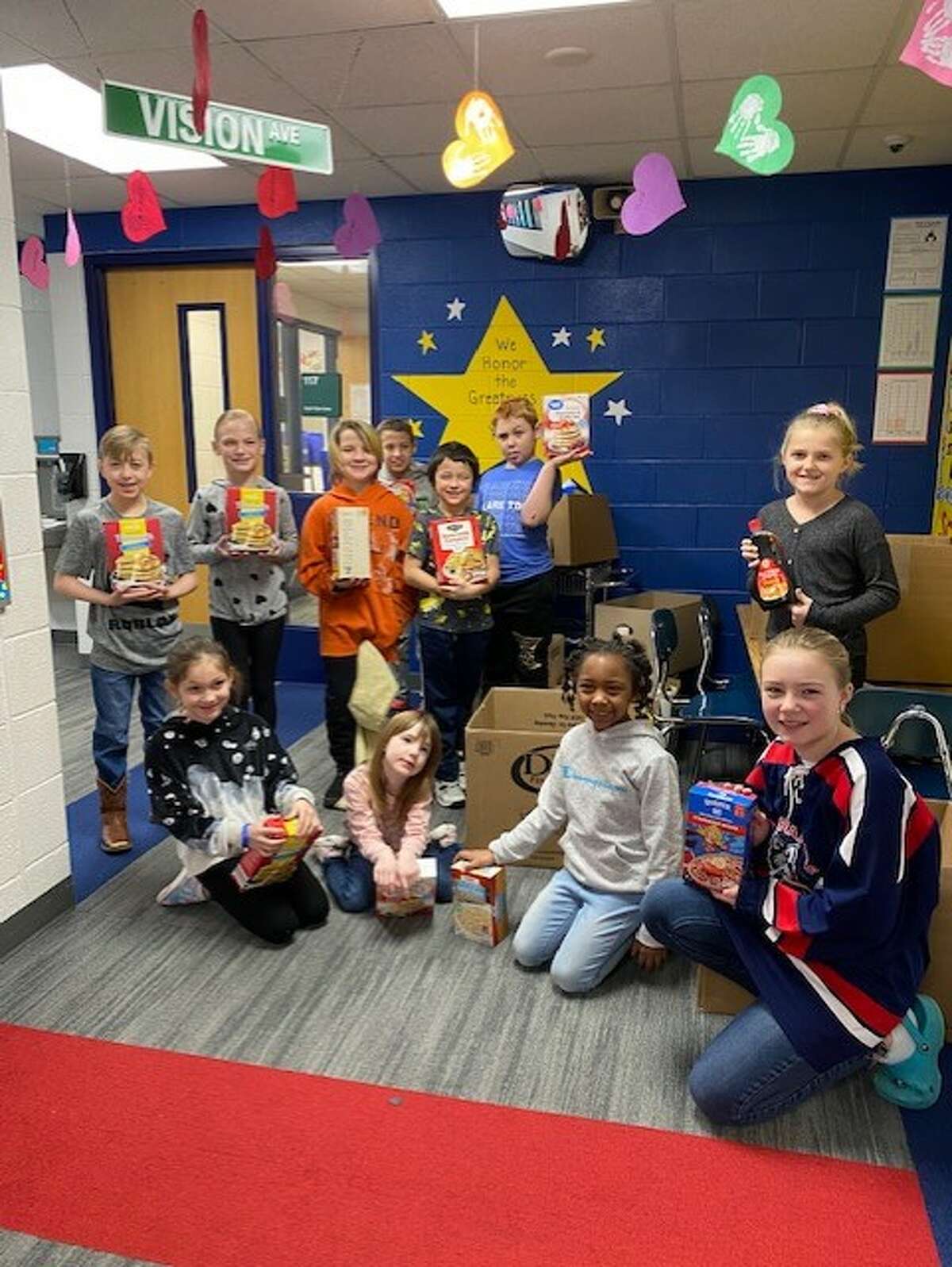 Students at Brookside Elementary School in Big Rapids collected pancake mix, syrup and oatmeal for Manna Pantry as part of the annual February Kindness Service Project.