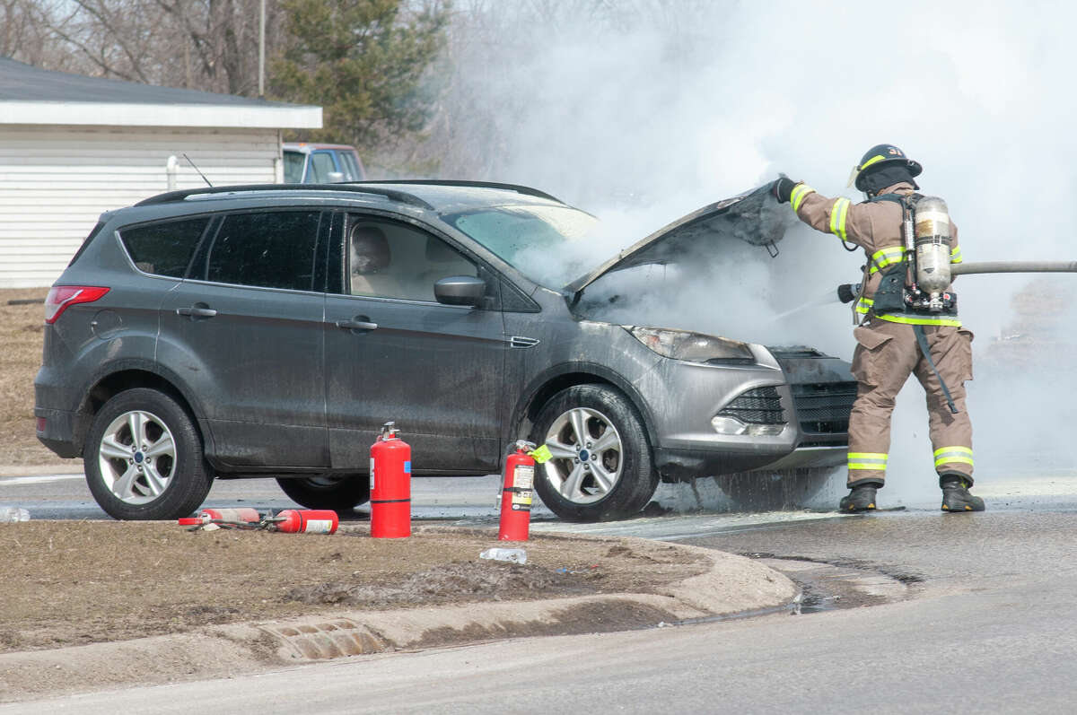 A vehicle at the intersection of Northland Drive and 19 Mile Road caught on fire just before noon Thursday north of Big Rapids. The Big Rapids Fire Department were on scene and had the blaze under control within minutes. No injuries were reported and the cause of the fire is unknown.