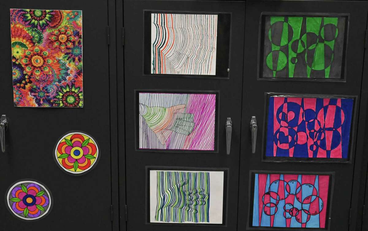 Student art is displayed in a classroom at the Capital District Juvenile Secure Detention Facility on Wednesday, March 1, 2023, in Colonie, N.Y. Inside the detention center are three classrooms staffed by the South Colonie Central School District.