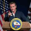 FILE - California Gov. Gavin Newsom speaks in Sacramento, Calif., Jan. 10, 2023. Newsom will discuss homelessness, on Thursday, March 16 to kick off a four-day policy tour in lieu of a traditional State of the State address.