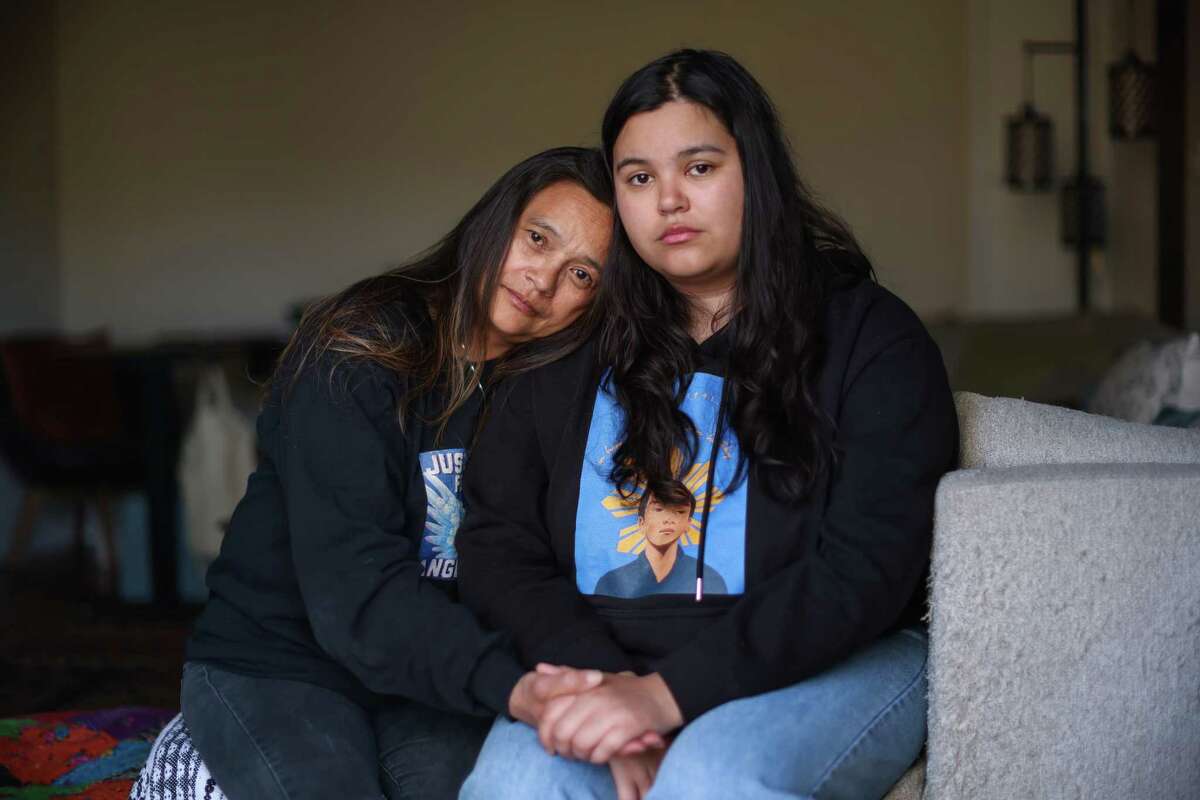 Cassandra Quinto-Collins and daughter Bella Collins, 20, at their home in Antioch, where they say police killed Collins’ brother, Angelo Quinto, 30, while restraining him in December 2020. 