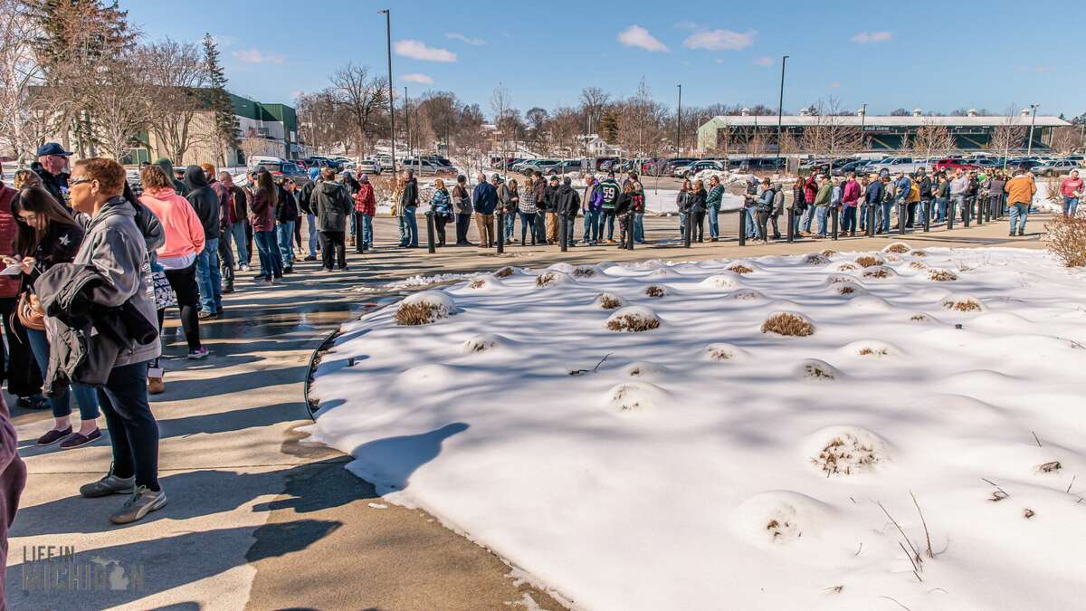 People were lined up down the road waiting to enter the Southern Michigan Winter Beer Festival.