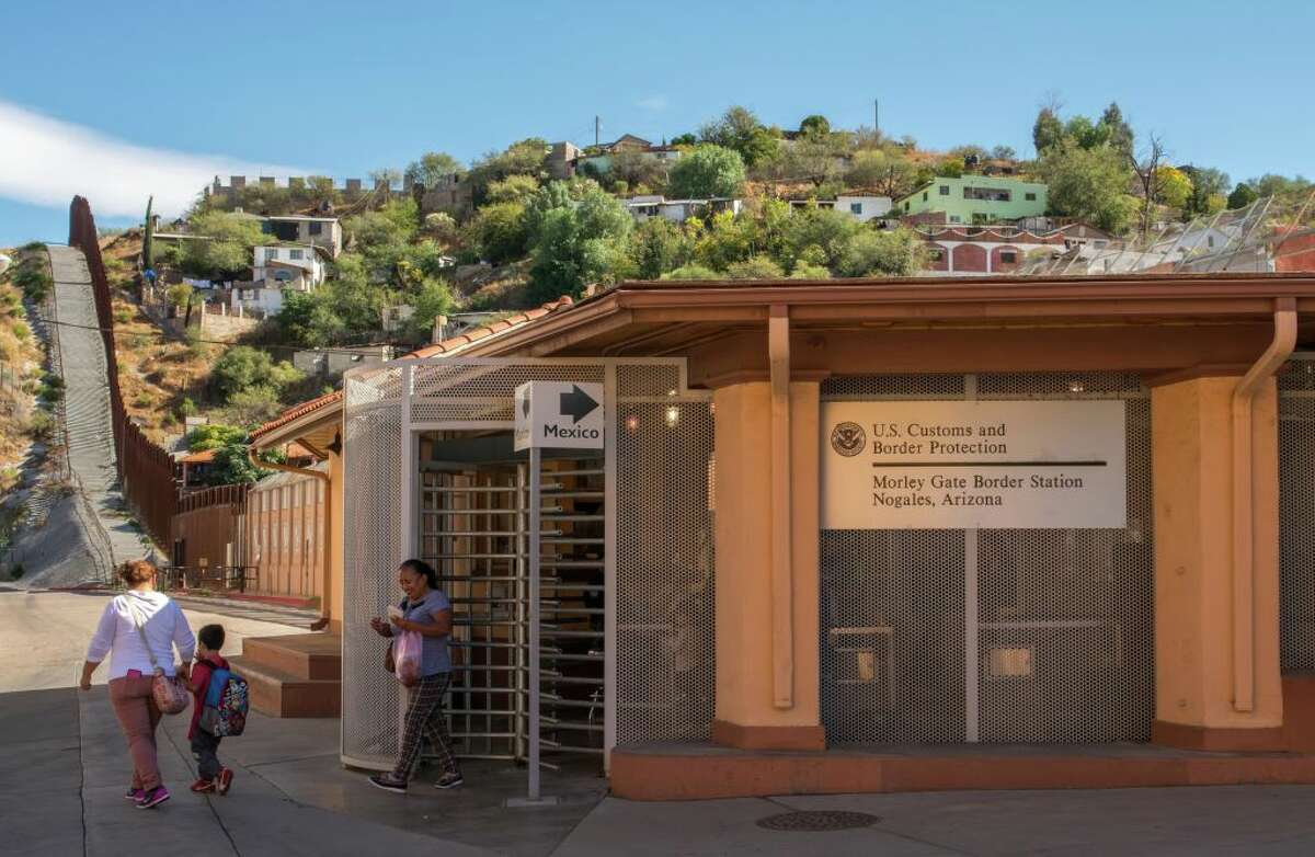 FILE: A border station at the U.S.-Mexico border in the city of Nogales, Arizona, seen in 2017.