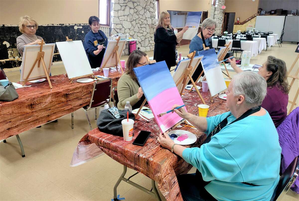 Monday was a good day for a paint class with Dip and Design Painting Parties. Sheila Pachesny walked participants step by step through the process. No two paintings looked alike, as each participant added their own individual touches. 