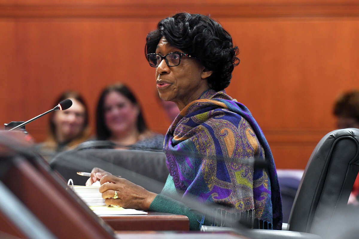 Charlene Russell-Tucker, Commissioner for the Connecticut State Department of Education, speaks during a public hearing in front of the State legislature's Education Committee, in Hartford, Conn. March 15, 2023.
