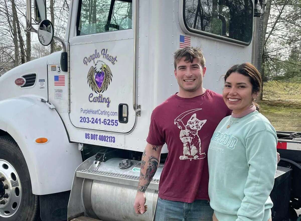 Jake Sweeney and his wife Pierina Cappelletti owners of Purple Heart Carting in Brookfield. 