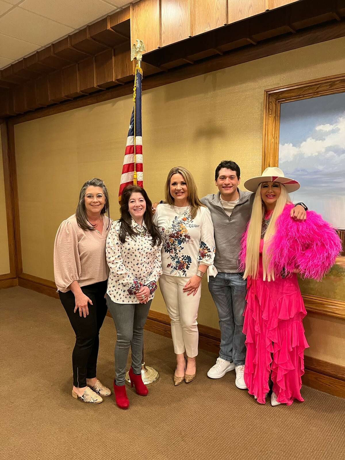From left to right:Misty Stewart, BPW president, Annette Dozier, BPW vice president, Shonna Garcia, Connor Garcia and Donna Bruno, BPW Publicity chairman