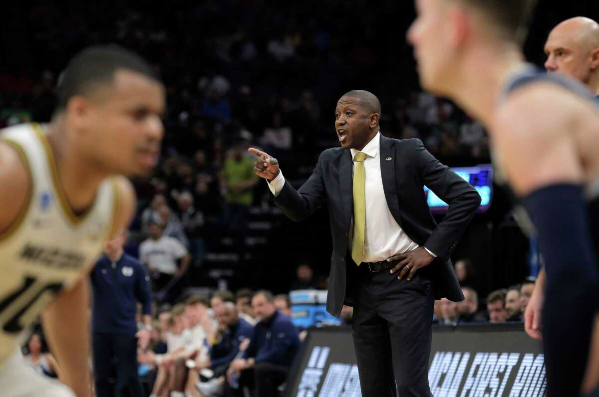 Missouri head coach Dennis Gates on the sideline as the Tigers play the Utah State Aggies during an NCAA Tournament first round game at Golden 1 Center in Sacramento on Thursday.