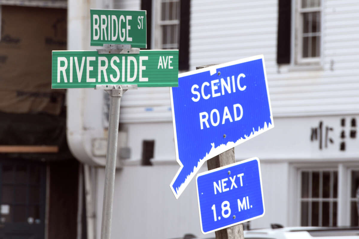 The intersection of Bridge St. and Riverside Ave., in Westport, Conn. March 17, 2023.