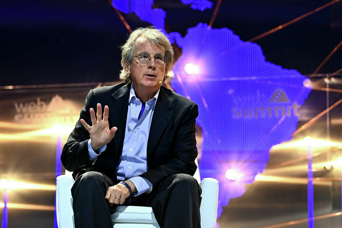 Roger McNamee speaks during Web Summit 2021 in Lisbon, Portugal. The venture capitalist recently listed his Woodside estate for $38 million.