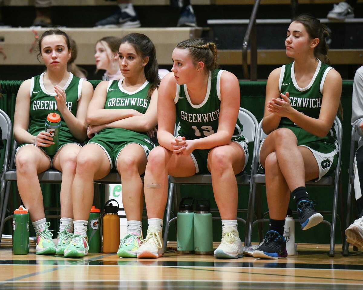 Dejected Greenwich players after losing the Class C state semifinals to Millbrook on Saturday, March 18, 2023, on the Hudson Valley Community College campus in Troy, NY.