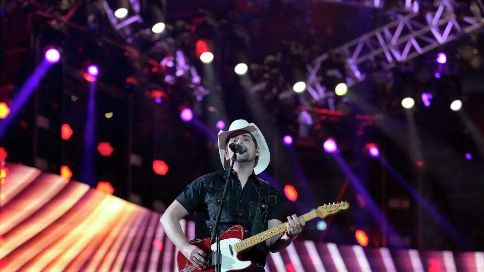 Brad Paisley performs in concert during Rodeo Houston at the Houston Livestock Show and Rodeo at NRG Stadium on Saturday, March 18, 2023 in Houston.