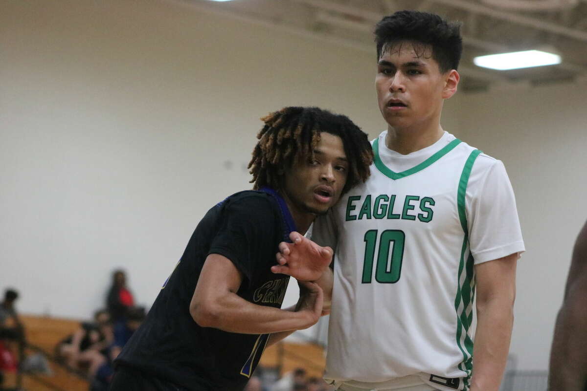 Pasadena's Kevin Juarez (10) was guarded this close every time he was on the floor and yet he still managed to garner Offensive Player of the Year honors by the 22-6A coaches.