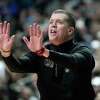 Fairleigh Dickinson head coach Tobin Anderson signals against Purdue in the first half of a first-round college basketball game in the NCAA Tournament Friday, March 17, 2023, in Columbus, Ohio. (AP Photo/Paul Sancya)