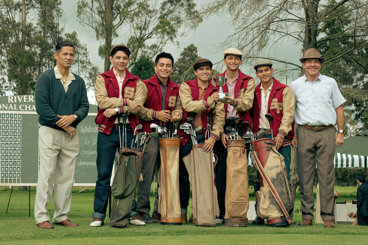 The cast of The Long Game, based on the true story of a Texas high school golf team. 
