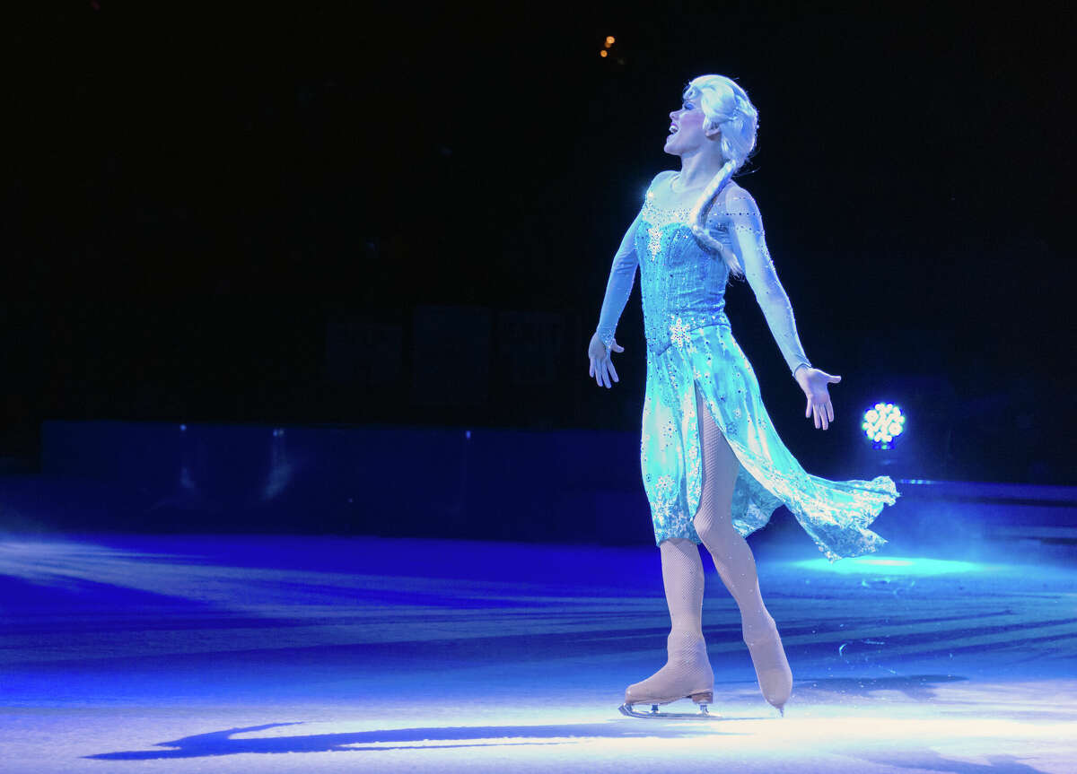 Disney on Ice: Elsa character. The show celebrates 100 hundred years of magic. The famous Disney characters and stories are brought to life with the artistry of ice skating to create an unforgettable family experience.