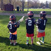 All set for a game of lacrosse are, left to right, Scout, Ben and Cooper Callahan.