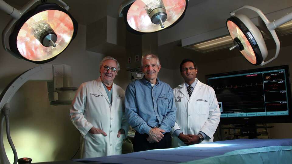 Dr. O.H. 'Bud' Frazier, M.D., Jim McIngvale, also known as Mattress Mac, and Dr. Hari R. Mallidi are photographed in an operating room at St. Luke's Hospital on Tuesday, Jan. 8, 2013, in Houston. Jim McIngvale is donating $2.1 million to the Texas Heart Institute, and the funds will allow the hospital to bring in an Australian engineer and his revolutionary artificial heart to Houstonl.