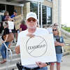 Erik Daugherty expressed his opinion on banning books in general and is against limiting books in libraries, he said. He was one of nearly 100 protesters picketing in front of the Butt-Holdsworth Memorial Library, 500 Water Street, Friday, Sept. 23, 2022.