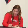 Big Rapids' Rylie Haist signs a national letter of intent for Ferris State softball at BRHS on Wednesday.