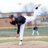 Edwardsville's Logan Geggus delivers a pitch to a Granite City hitter during a game Wednesday in Granite City.