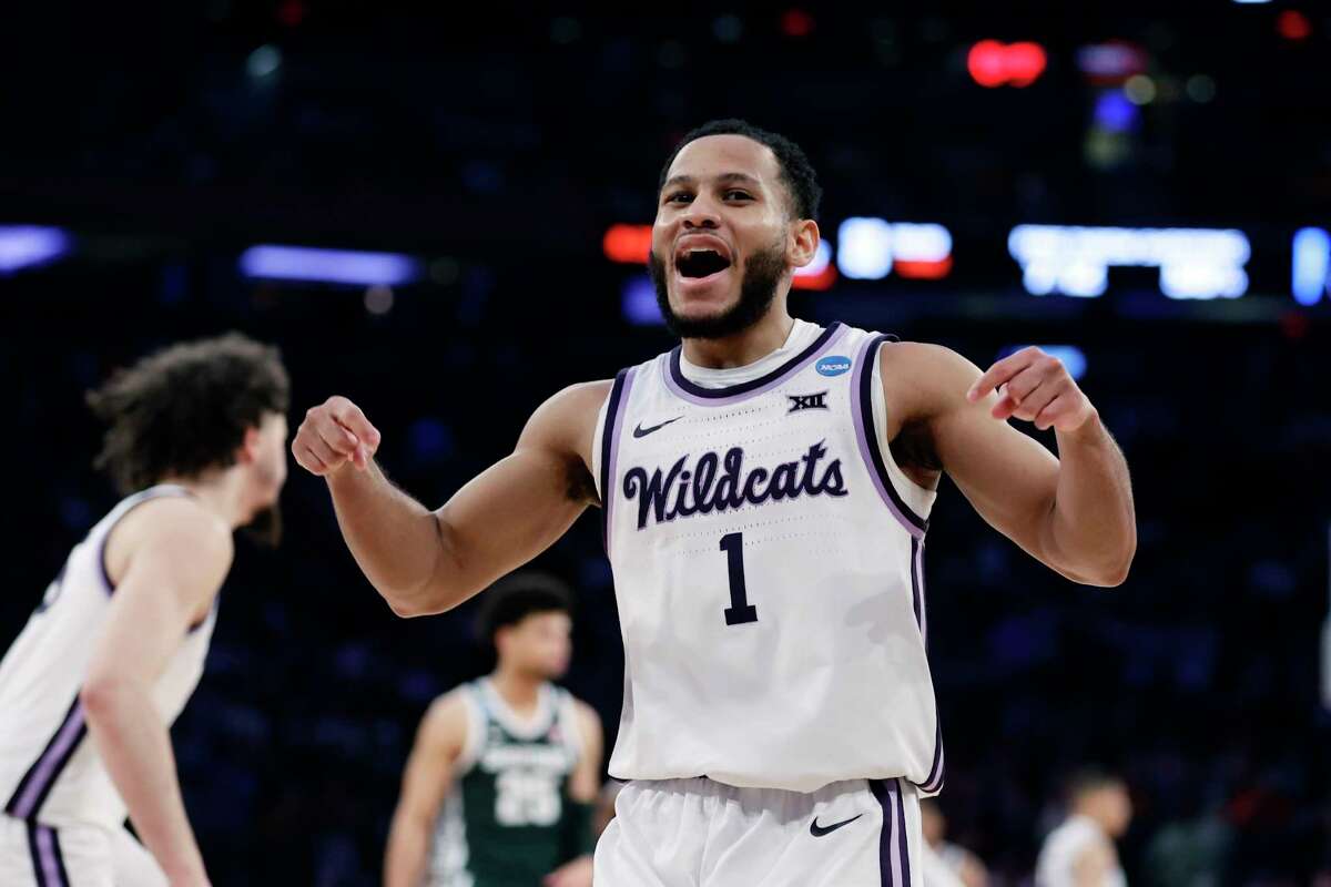 Kansas State guard Markquis Nowell reacts after a play in the second half of a Sweet 16 college basketball game against Michigan State in the East Regional of the NCAA tournament at Madison Square Garden, Thursday, March 23, 2023, in New York.