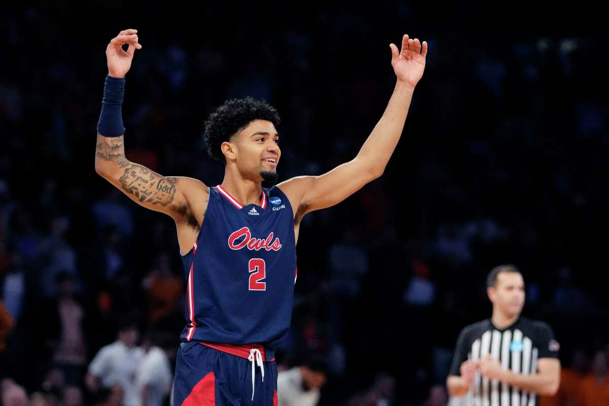 Florida Atlantic guard Nicholas Boyd reacts after a play during the second half of a Sweet 16 college basketball game against Tennessee in the East Regional of the NCAA tournament at Madison Square Garden, Thursday, March 23, 2023, in New York.