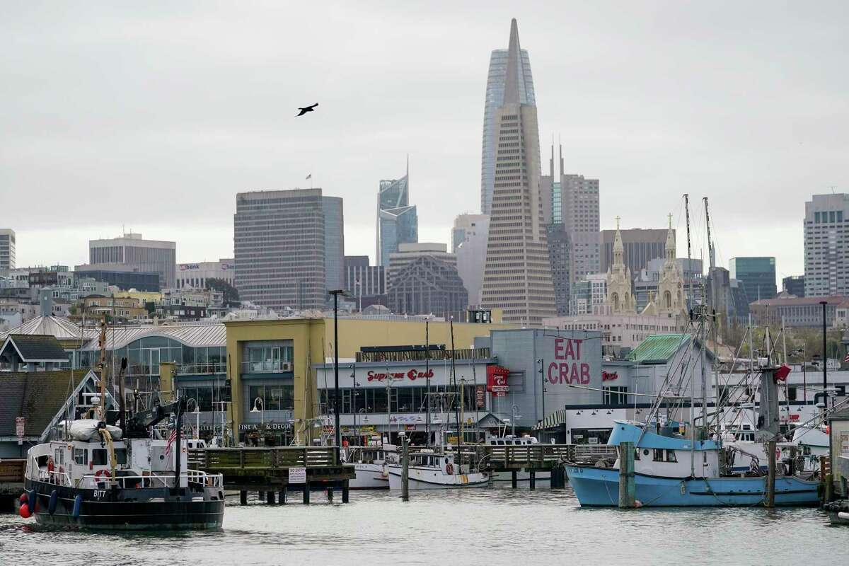 Fishing boats can be seen at Pier 45 in San Francisco, Monday, March 20, 2023. On April 7, the Pacific Fishery Management Council, the regulatory group that advises federal officials, will take action on what to do about the 2023 season for both commercial and recreational salmon fishing.