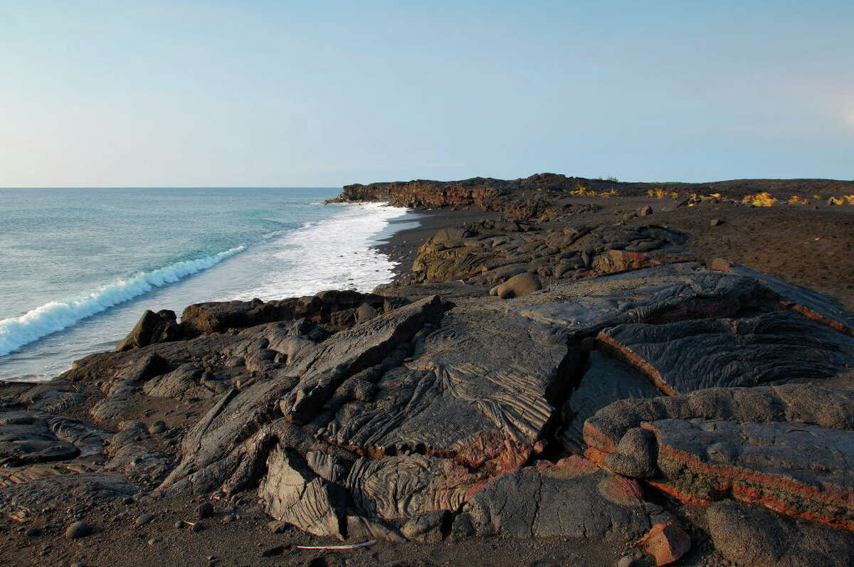 The new black sand beach, Puna district, Big Island of Hawaii.