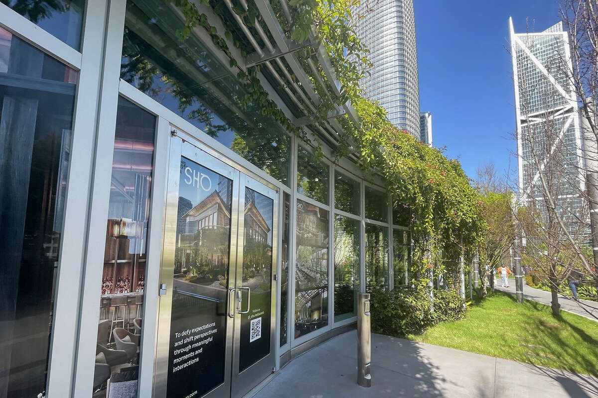 The exterior of the proposed Sho Restaurant site at Salesforce Park, Thursday, March 16, 2023. 