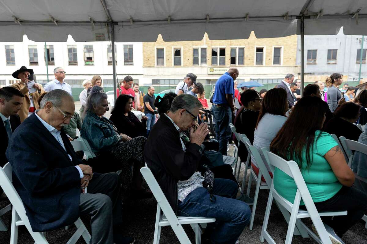 People attend the opening ceremony of the American Indians of Texas at South Missions Center.