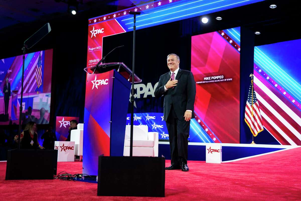 Former secretary of state Mike Pompeo appears at the Conservative Political Action Conference in Maryland on March 3.