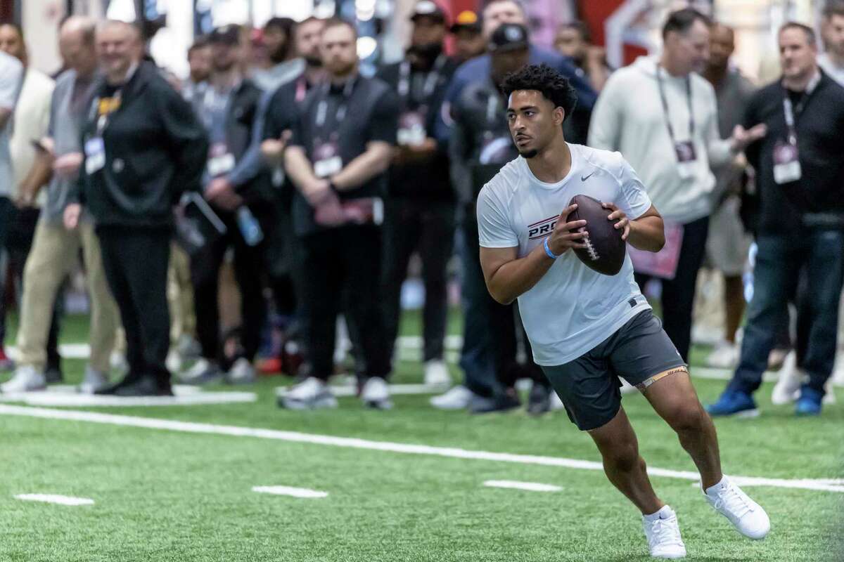 C.J. Stroud works out at Pro Day in front of Carolina Panthers