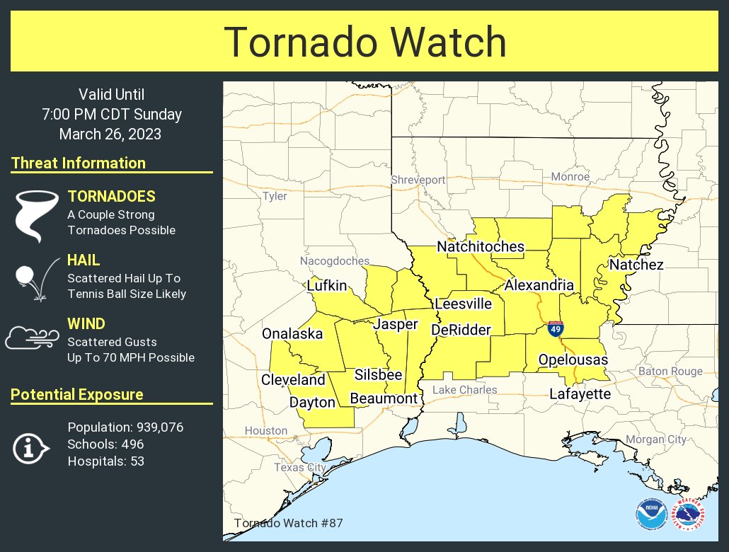 National Weather Service issues tornado watch for southeast Texas