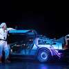 Roger Bart as Doc Brown and Olly Dobson as Marty McFly in "Back to the Future: The Musical" on the West End. (Sean Ebsworth Barnes)