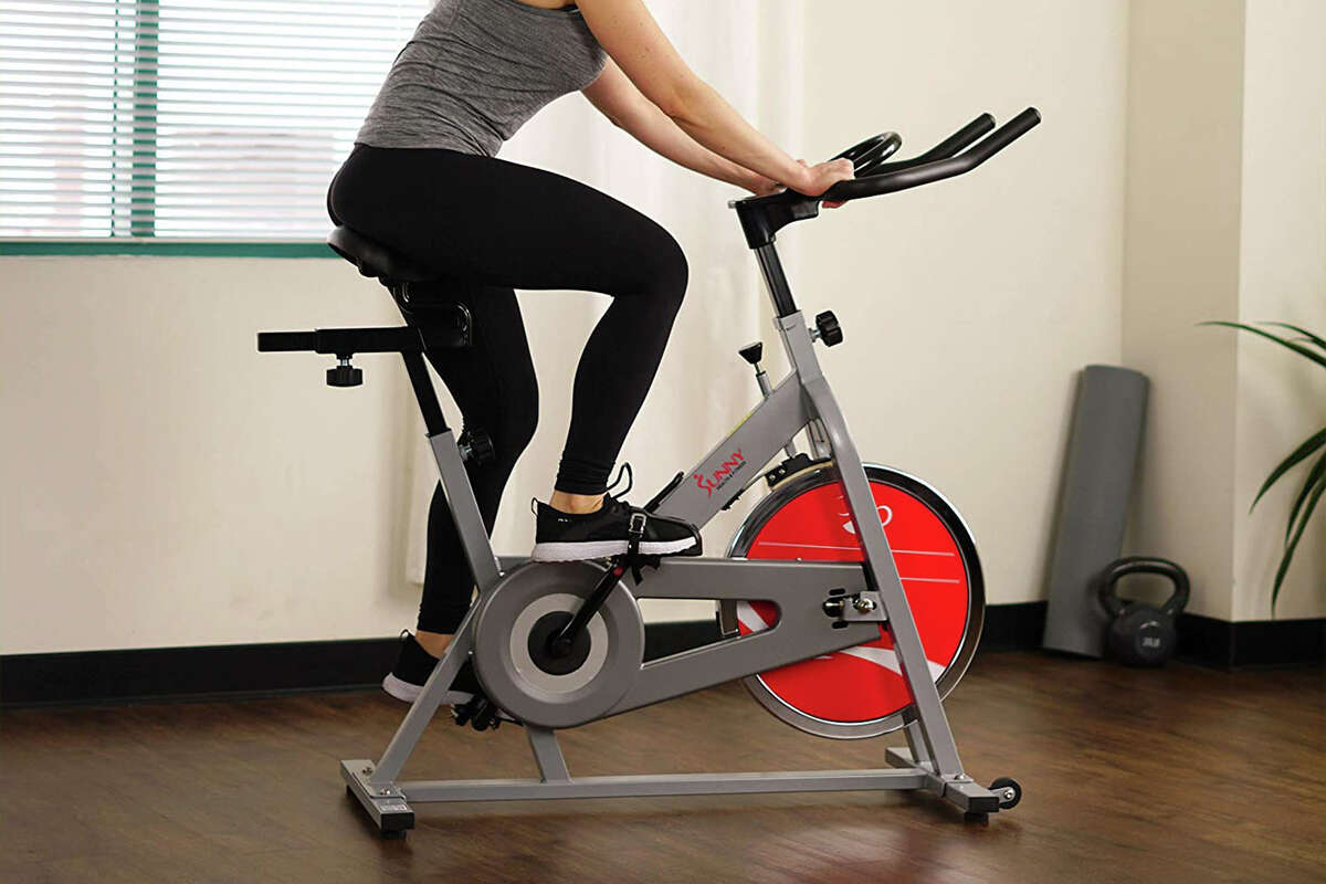The Sunny Health & Fitness Stationary Indoor Cycling Exercise Bike is almost 45% off on Amazon