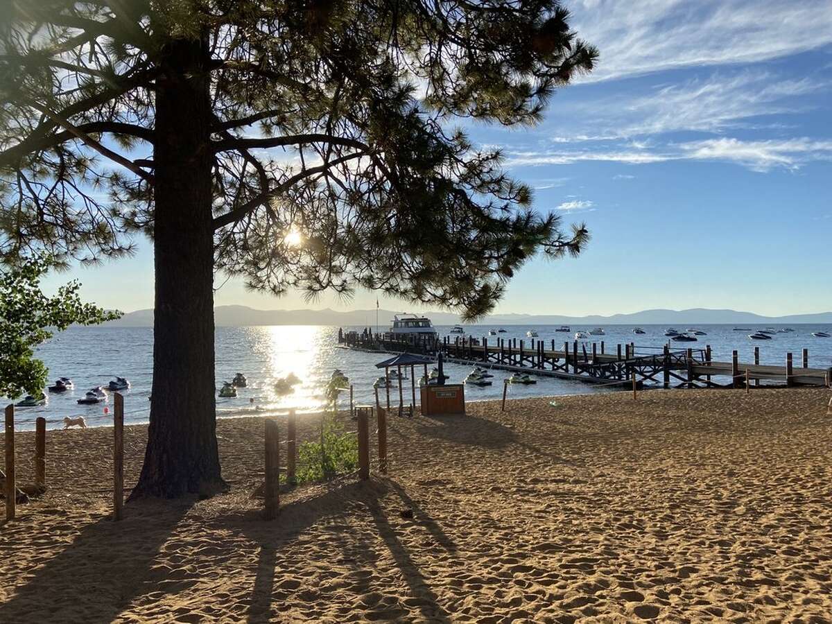 The beach at Zephyr Cove Resort in Lake Tahoe.