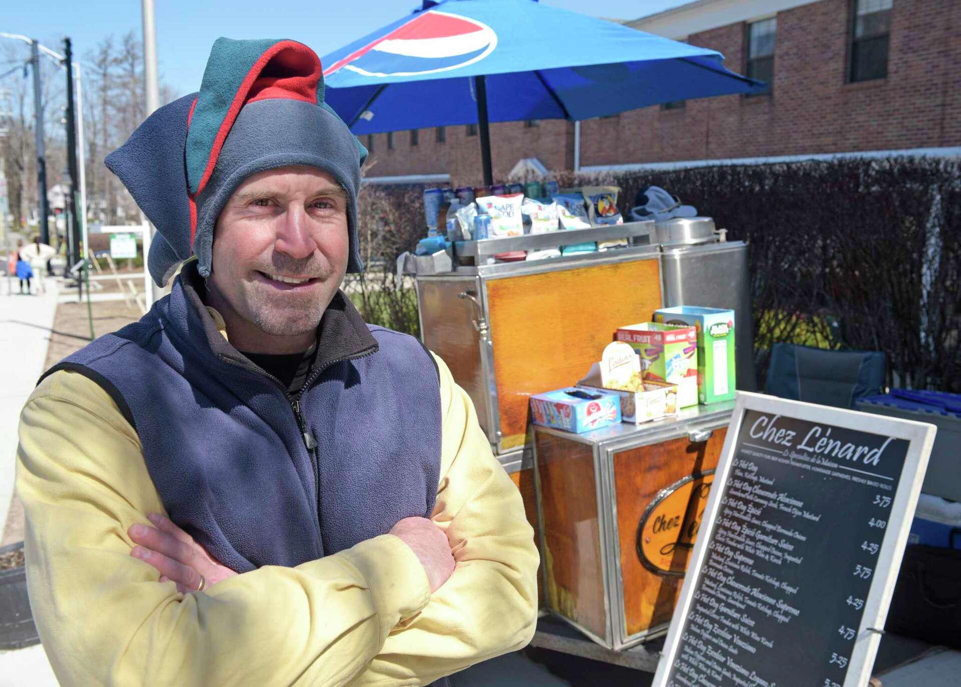 Chez Lenard hot dog stand is Ridgefield Main Street fixture