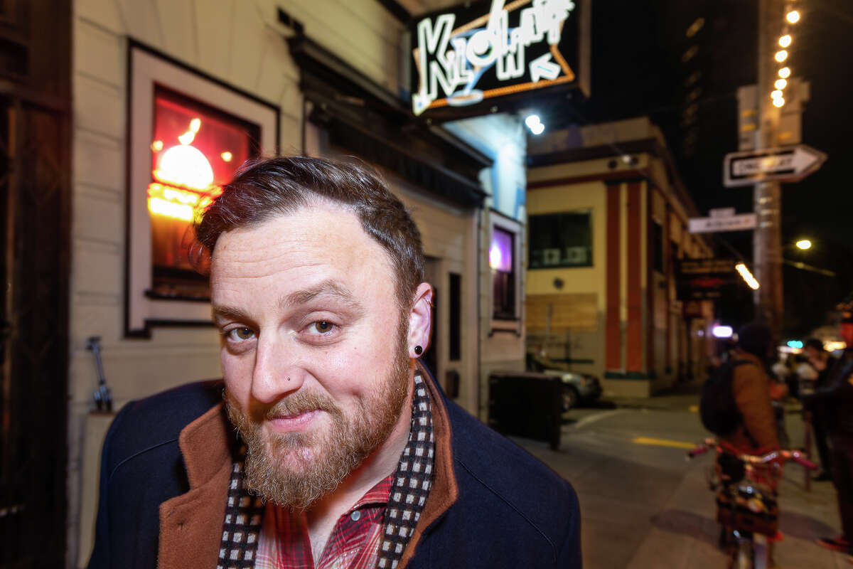 Stuart Schuffman returns to the Mission District's Kilowatt for his first night there under the bar's new ownership, Friday, March 10, 2023.