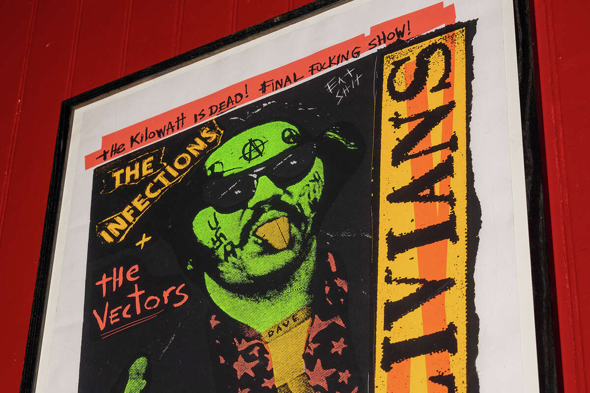 A poster for the last show at Kilowatt in the late 90s headlined by The Oblivians hangs high on the wall at the Mission District bar.