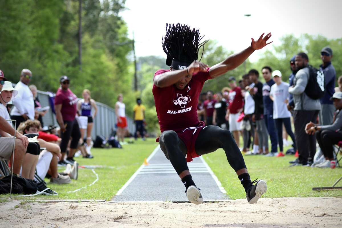 Silsbee's Raydrian Baltrip competes in the triple jump event Wednesday during Tiger Relays.