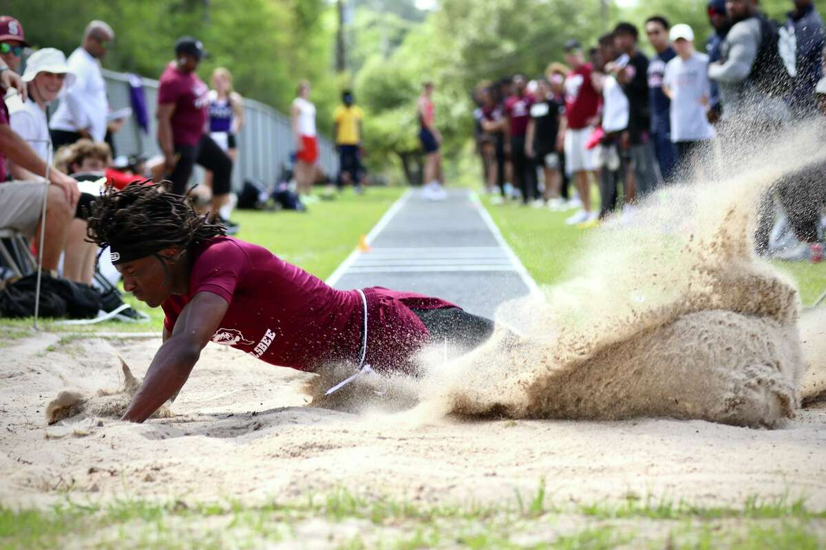Silsbee's Raydrian Baltrip competes in the triple jump event Wednesday during Tiger Relays. 