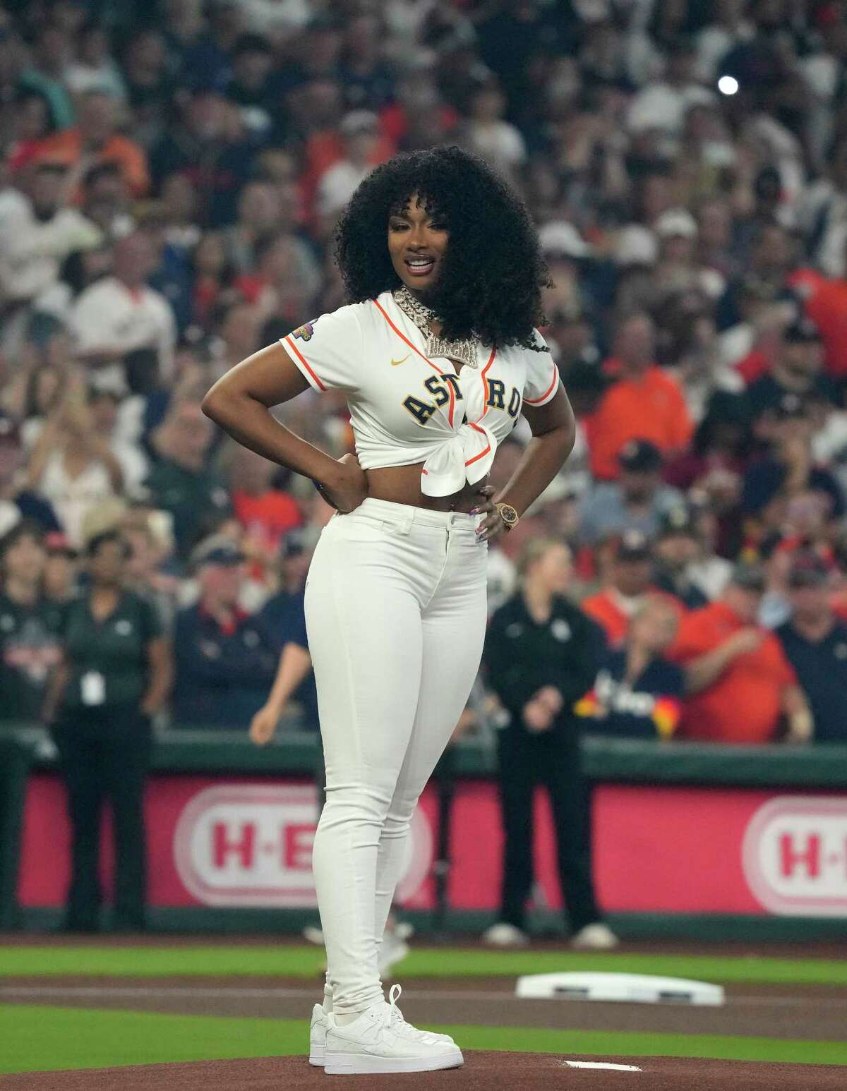 Watch Megan Thee Stallion's first pitch at Astros opening day game